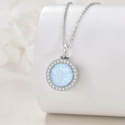 ONEFINITY Opal/Turquoise Urn Necklaces for Ashes Sterling Silver Opal Cremation Jewelry for Ashes Memory Jewelry for Women