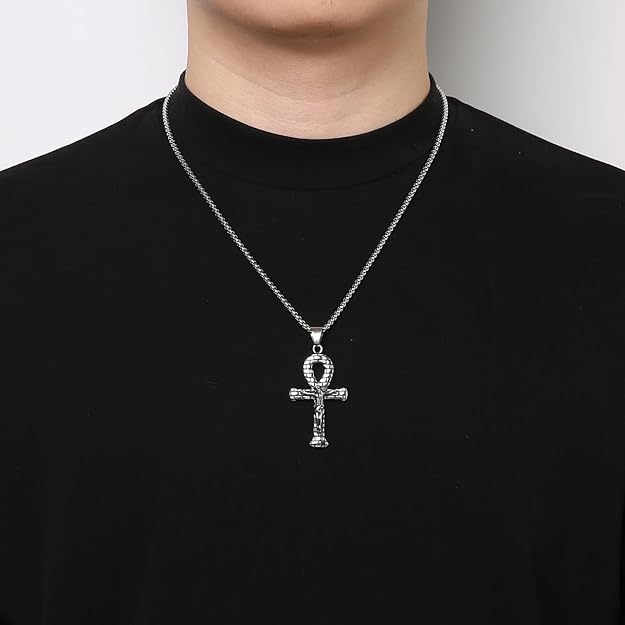 AsAlways Ascension of Christ Jesus Anka Cross Pendant Necklace Vintage Ancient Egyptian Key of ife Amulet Religion Jesus Crucifix Gift