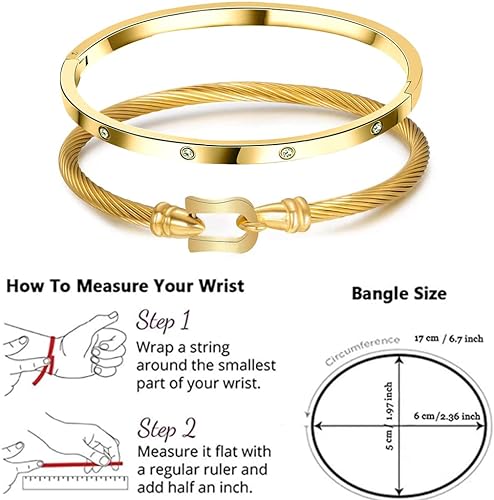 Women's Gold Plated Friendship Bracelet Personality Stackable Stainless Steel