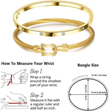 Women's Gold Plated Friendship Bracelet Personality Stackable Stainless Steel