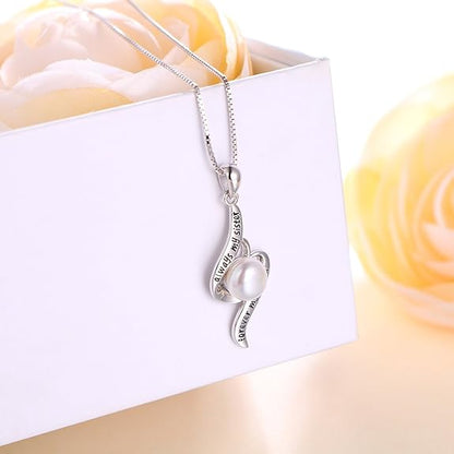 DAOCHONG 925 Sterling Silver Always My Sister Daughter Mother Forever My Friend Love Heart Sister Necklace for Women Sister Mother Gift