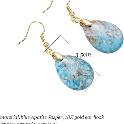 Plumiss Women Natural Stone Earrings Unique Healing Gemstone Energy Hypoallergenic Lightweight Dangle Drop Earrings Multiple Styles Earrings Jewelry for Birthday Party Gift