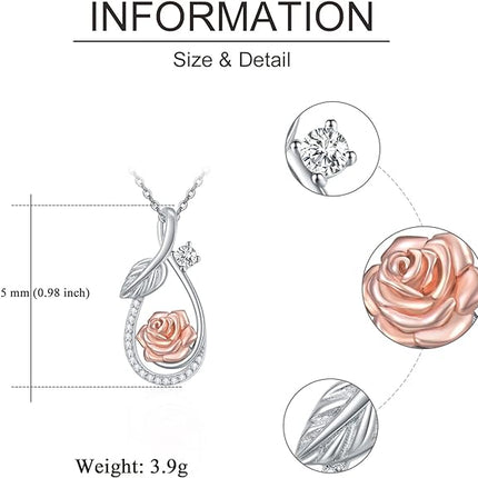 VONALA Sterling Silver Necklace Mother Child/Mother Daughter/Infinity/Heart/Rose Pendant Necklace Jewelry Gift for Women