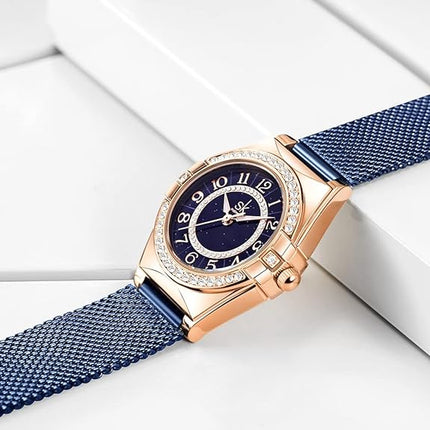 SHENGKE SK Ladies Easy Read Watch with Numerals Crystal Diamond Women Dress Watches Water Resistant