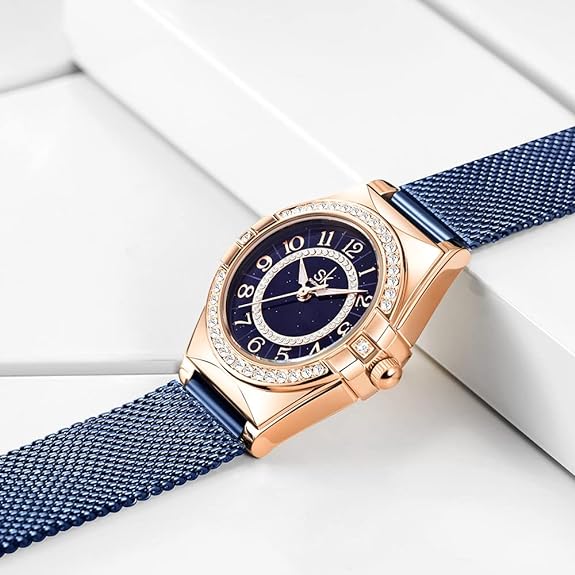 SHENGKE SK Ladies Easy Read Watch with Numerals Crystal Diamond Women Dress Watches Water Resistant