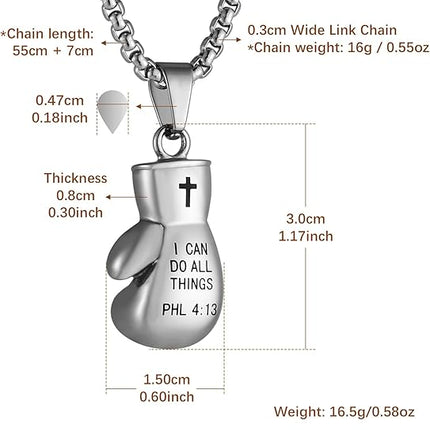 HZMAN Men Women Punk Stainless Steel Boxing Glove Chain Pendant Necklace