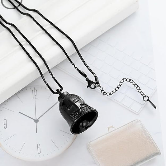 XSMZB Bell Urn Necklace for Ashes for Men Cross Motorcycle Cremation Jewelry Ashes Pendant for Human/Pet Keepsake Gift