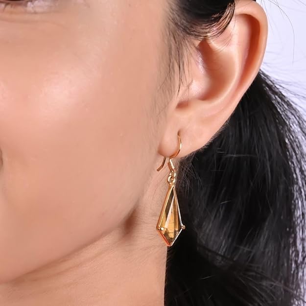 Gempires Kite Earrings for Women, Dangling Crystal Earrings, Prong Setting, Lightweight, Everyday Wear, 14k Gold Plated, Gift for Mom