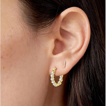 Rnivida Stainless Steel Inside-Out Cz Hoop Earrings for Women,Hypoallergenic