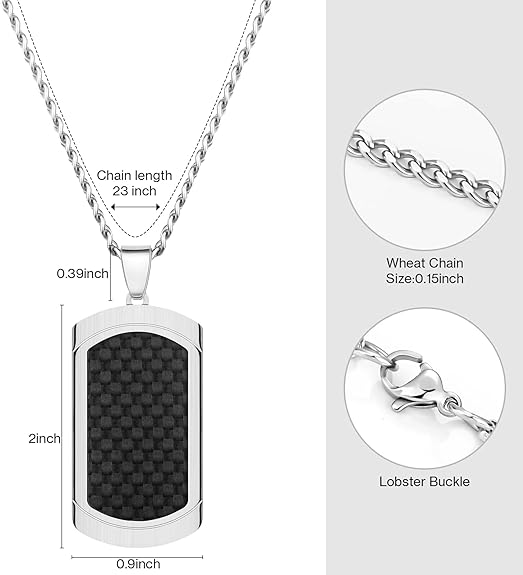 HAWSON Pendant Necklace for Men in Gift Box, Stainless Steel Dog Tag Necklace for Dad from Son Daughter for Fathers Day Birthday Christmas.