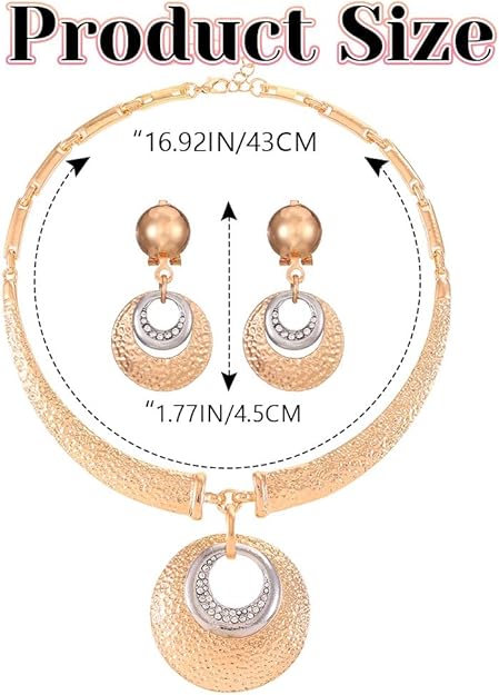 JEWEKY African Jewelry Sets Gold Necklace Set for Women