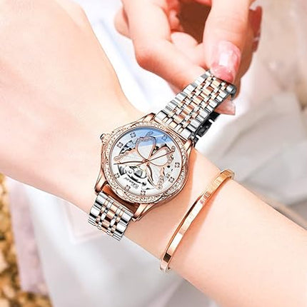 Reginald Watches for Women Fashion Casual Dress Watch Waterproof Butterfly Skeleton Dial Automatic Mechanical Watch