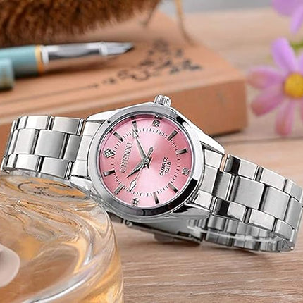 BESTKANG Watches for Women Analog Quartz Silver Stainless Steel Watches Luminous Waterproof Ladies Dress Watch