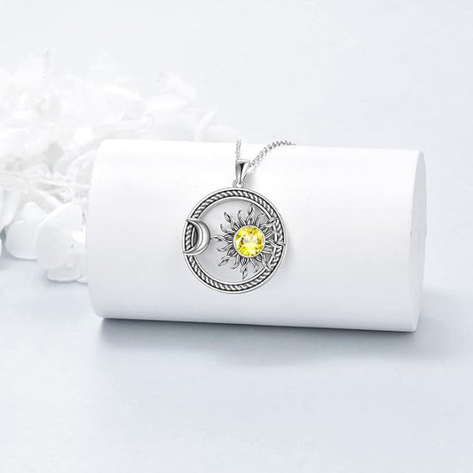 YFN Sun and Moon Necklace Sterling Silver Couple Pendant Sun Moon Jewelry Gifts for Women Men