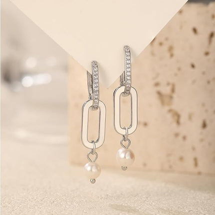 Sylph 18K Gold Plated Paperclip Earrings For Women Trendy Chain Link Earrings Gold Statement Hoops Earrings Rectangle Drop Dangle Earrings Jewelry Gifts For Wedding