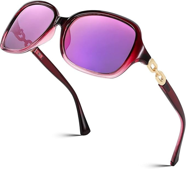 FEISEDY Vintage Square Polarized Sunglasses for Women UV400 Travel Driving Fashion Arcuate Sunglasses B2526