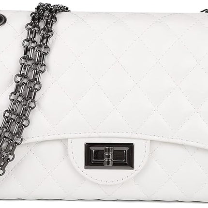Gladdon Quilted Leather Crossbody Purse for Women Trendy Ladies Shoulder Bag with Chain Designer Purses