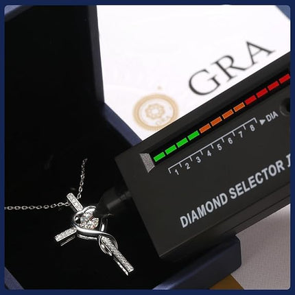 Moissanite Cross Necklace for Women,Floating Lab Diamond Crucifix Pendant Chain for Men,Religious Cross Jewelry S925 Sterling Silver Necklace Gifts for Valentine's Day Women