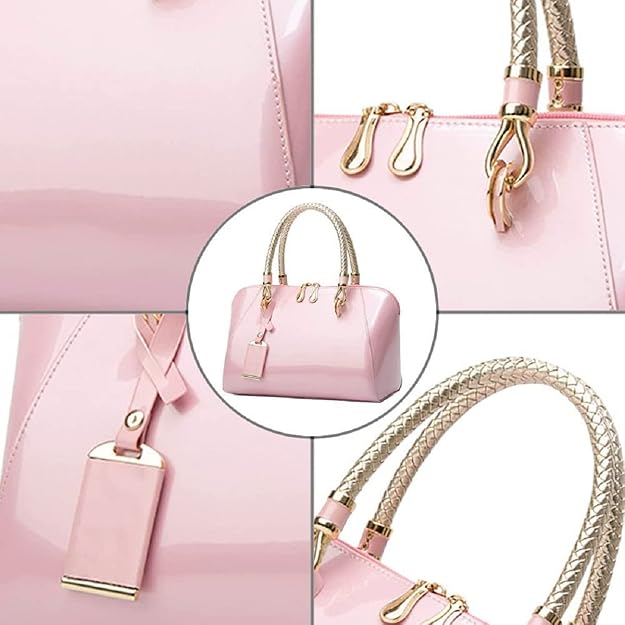 Shiny Patent Women Faux Leather Handbags Crossbody Bag Top Handle Purse Satchel Bag Shoulder Bag