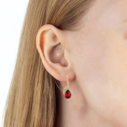Austrian Crystal Hollow Teardrop Halo Drop Twisted Dangle Earrings for Women 14K Rose Gold Plated