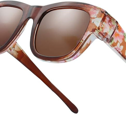 The Fresh High Definition Polarized Wrap Around Shield Sunglasses for Glasses - Leather Eyeglasses Case