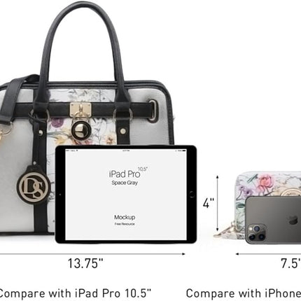 Dasein Two Tone Satchel Handbags Purses for Women Vegan Leather Shoulder Bags Large Tote Bag with Matching Wallet/Chain Strap