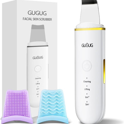 GUGUG Skin Scrubber Face Spatula Skin Spatula Pore Cleaner Blackhead Remover Tools for Facial Deep Cleansing-4 Modes -White