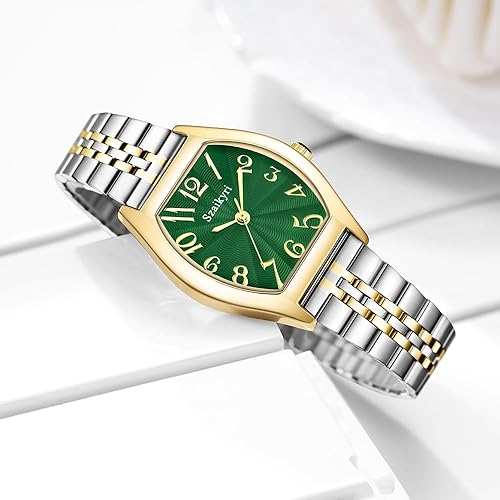 Barrel-Shaped Watch for Women with Easy Read Arabic Numerals Ladies Dress Watch