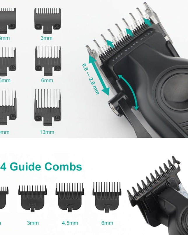 VGR Hair Clippers for Men & Hair Trimmer Set, Cordless Barber Combo with LED Display, Ceramic & Titanium Blades, 7000RPM, Type-C Rechargeable, Home & Professional Hair Cutting Kit, V-196 & 996(Gold)