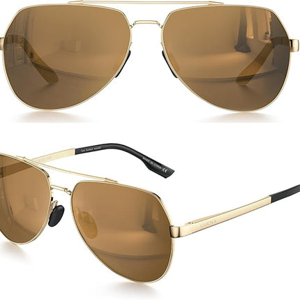 LUENX Aviator Sunglasses for Men Women Polarized New Shades Large Metal Frame - UV 400 Protection