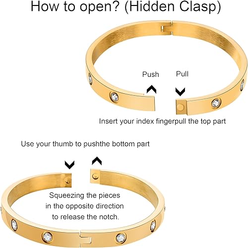 Gold Bracelets for Women - 2Pcs 18K Gold Plated Love Cubic Zirconia Bangle