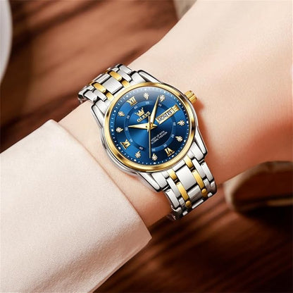 OLEVS Women Watches Gold Silver Stainless Steel Waterproof Analog Large Easy Reader Day Date Ladies Wrist Watches