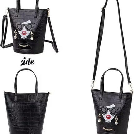 Novelty 3D Lady Face Purse Top Handle Satchel Handbags Clutch Purse for Women Unique Shoulder Bags