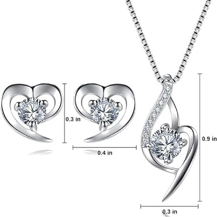 Silver Birthstone Necklace Bracelet Sets, Infinity Adjustable Jewelry Sets for Women, Crystal Pendant with Eternal Real Rose Flower Box, Anniversary/Birthday