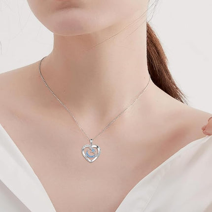 AXELUNA Moon Star Necklace Heart Necklace Sterling Silver S925 Cubic Zirconial Jewelry for Women Ladies
