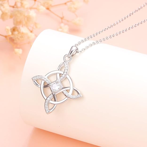 925 Sterling Silver Good Luck Irish Celtic Knot Pendant Necklace for Women Jewelry Gift