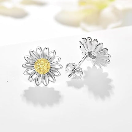 Dreamboat Women's Daisy Jewelry Set 925 Sterling Silver 'You Are My Sunshine' Daisy Pendant Necklace & Stud Earrings Wedding & Birthday Gifts