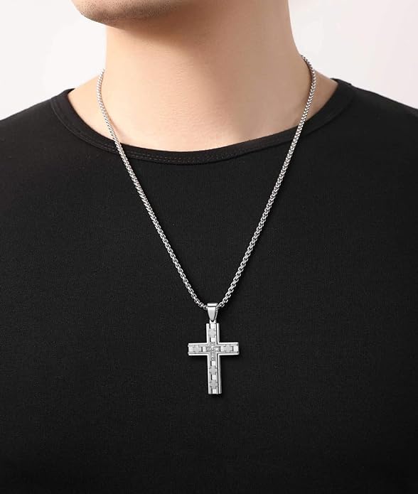 Stainless Steel Cross Pendant for boys Men's Cross Necklace