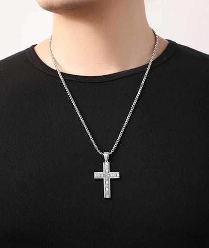 Stainless Steel Cross Pendant for boys Men's Cross Necklace