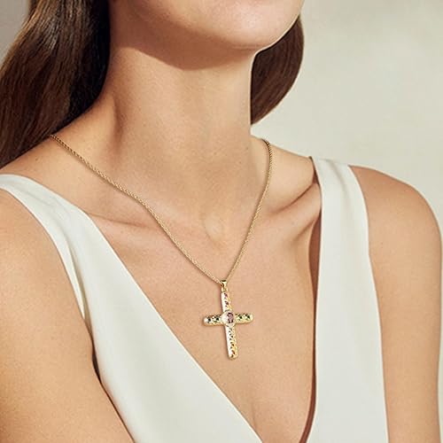 HZMAN Gold Cross Necklace for Women 18K Gold Plated Necklace Dainty Retro Cubic Zirconia Cross Necklace Pendant Jewelry Gift