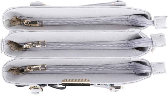 KKXIU 3 Zippered Compartments Purses and Handbags for Women Top Handle Satchel Shoulder Ladies Bags