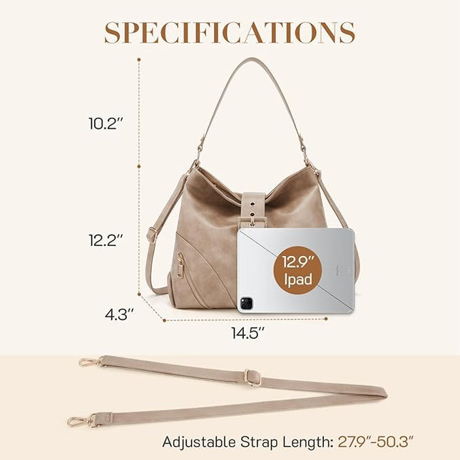 Missnine Hobo Bags for Women Vegan Leather Shoulder Tote Purses and Handbags Large Trendy Crossbody Bag