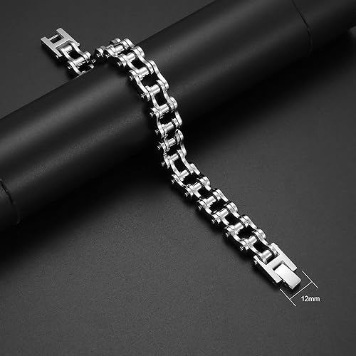 Bike Chain Link Bracelet, Stainless Steel Chain Bracelet for Men, Fashionable and Versatile Motorcycle Chain Bracelet, Holiday/Anniversary/Valentine's Day Gift