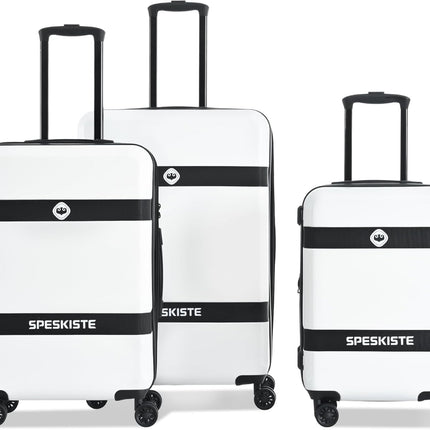 Luggage Sets 3 Piece (20/24/28) Expandable Suitcases with Wheels PC+ABS Durable Hardside Suitcase TSA Lock White