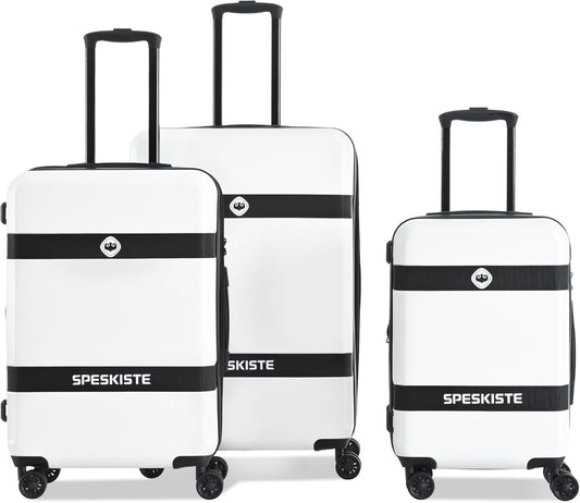 Luggage Sets 3 Piece (20/24/28) Expandable Suitcases with Wheels PC+ABS Durable Hardside Suitcase TSA Lock White