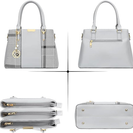 KKXIU 3 Zippered Compartments Purses and Handbags for Women Top Handle Satchel Shoulder Ladies Bags