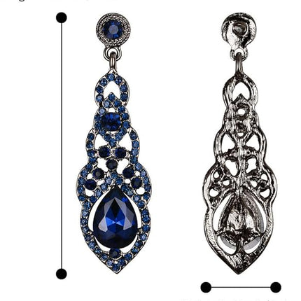 BriLove Women's Wedding Bridal Crystal Art Deco Teardrop Hollow Chandelier Dangle Earrings