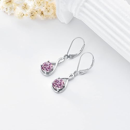 Birthstone Dangle Drop Earrings 925 Sterling Silver Infinity