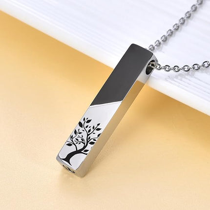 RIPFEVURN Tree of Life/Butterfly/Always with me Urn Necklaces for Ashes for Women Bar Stainless Steel Cremation Jewelry Human Ashes Holder Memorial Keepsake Pendant