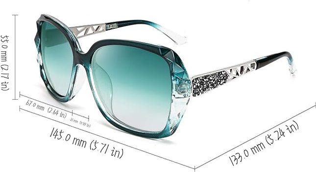 FEISEDY Polarized Women Square Sunglasses Sparkling Composite Shiny Frame B2289